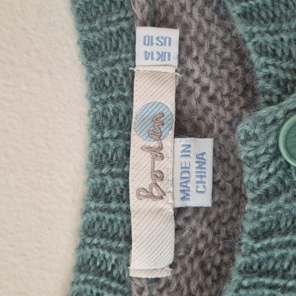 Boden Teal Green Fair Isle Cardigan with Pink and Yellow Accents - Picture 4 of 5